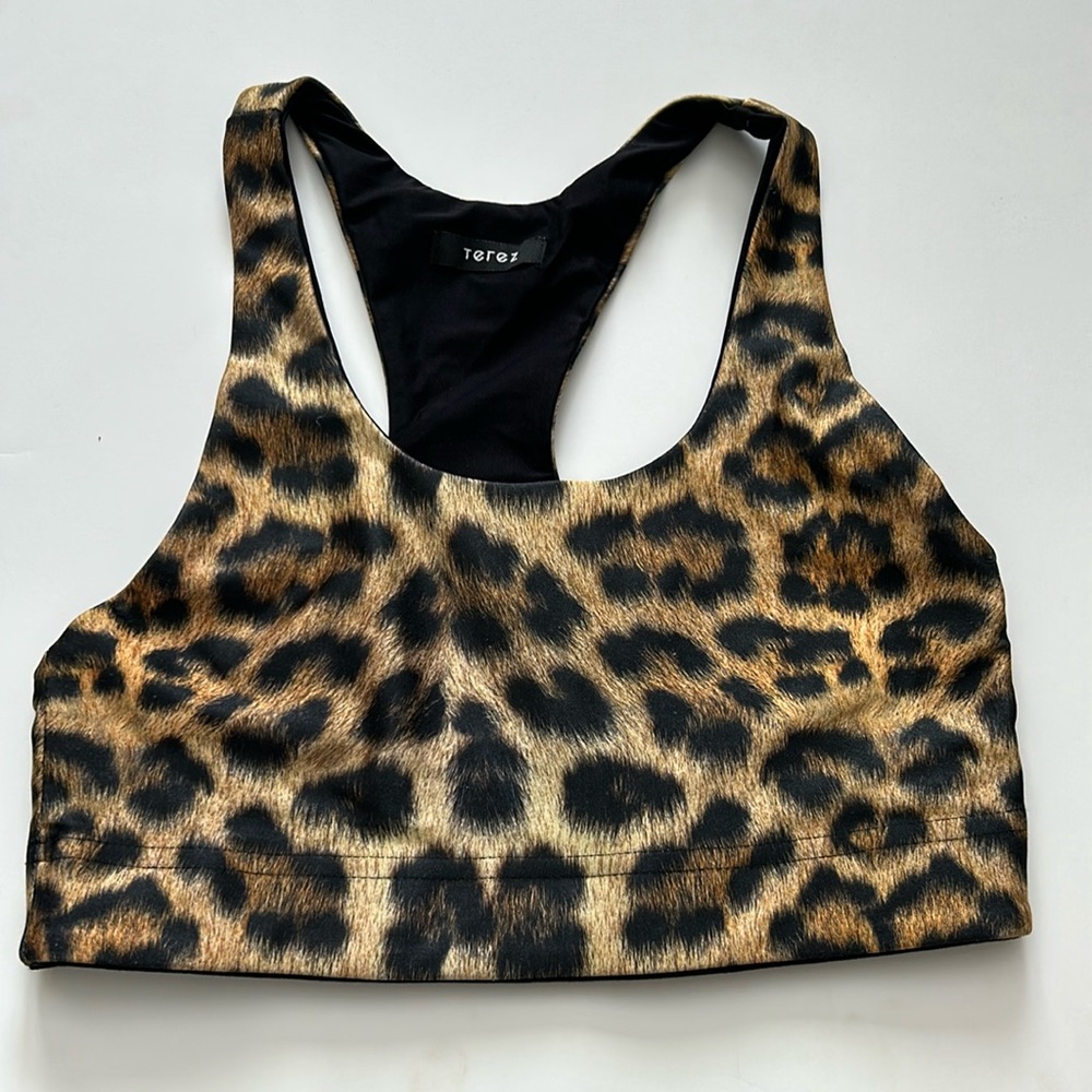 Terry Reversivle Leopard Print Sports Bra size Small